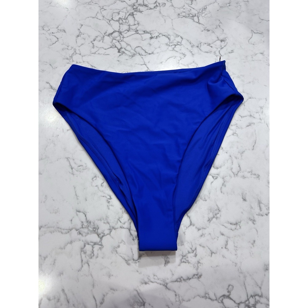 NWOT Quince Electric Blue Italian High Rise High Leg Bikini Bottoms Size Medium